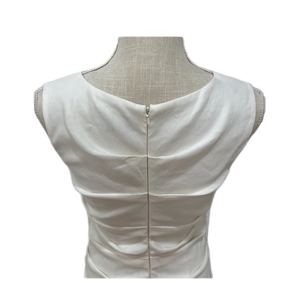 Nicole Miller Atelier White Linen sheath dress flattering ruching size 8 - Picture 3 of 7